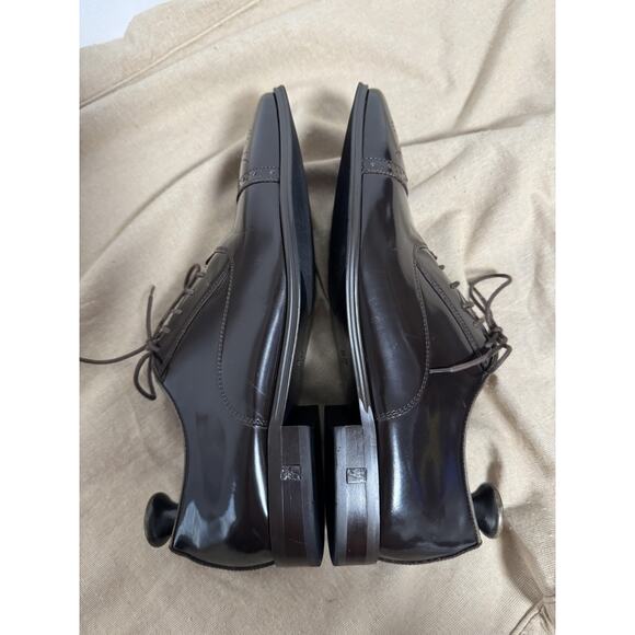 Versace Collection Shoes Mens Size 43 Brown Cap Toe Oxford Brogue Dress Leather - Picture 12 of 16